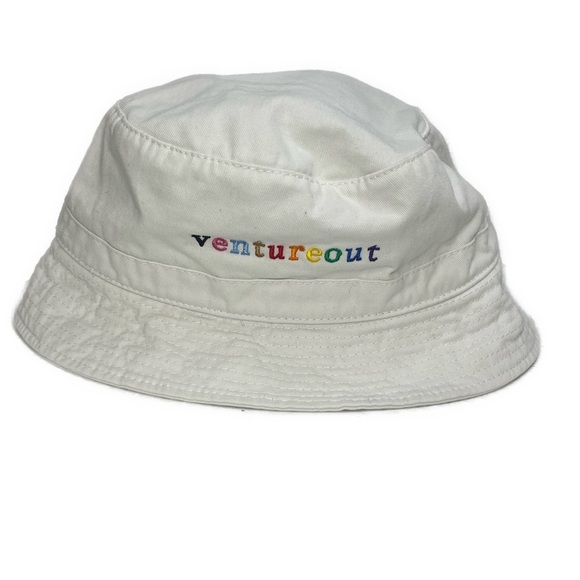 Decky Venture Out Rainbow Embroidered Bucket Hat Heavy Canvas Stitching Pride - Picture 2 of 9